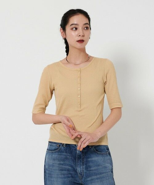 BEAUTY & YOUTH UNITED ARROWS/ビューティー&ユース ユナイテッドアローズ コットンシアーワッフル ヘンリーネック カットソー BEIGE FREE BEAUTY & YOUTH UNITED ARROWS/ビューティー&ユース ユナイテッドアローズ コットンシアーワッフル ヘンリーネック カットソー BEIGE FREE