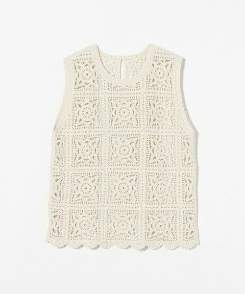 セール】 コットン エンブロイダリー ノースリーブトップス