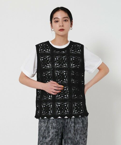 UNITED ARROWS ノースリーブベスト 黒/白 1500025S1708_m1_a018.jpg