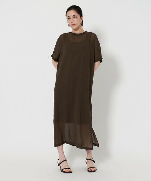 BEAUTY & YOUTH UNITED ARROWS/ビューティー&ユース ユナイテッドアローズ シフォンレイヤード ドルマンスリーブ ワンピース DK. BROWN FREE BEAUTY & YOUTH UNITED ARROWS/ビューティー&ユース ユナイテッドアローズ シフォンレイヤード ドルマンスリーブ ワンピース DK. BROWN FREE
