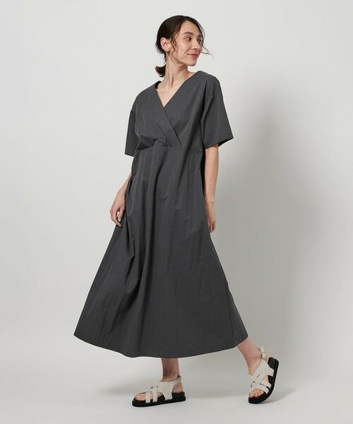 BEAUTY & YOUTH UNITED ARROWS/ビューティー&ユース ユナイテッドアローズ カシュクール ショートスリーブ ワンピース DK. GRAY S BEAUTY & YOUTH UNITED ARROWS/ビューティー&ユース ユナイテッドアローズ カシュクール ショートスリーブ ワンピース DK. GRAY S