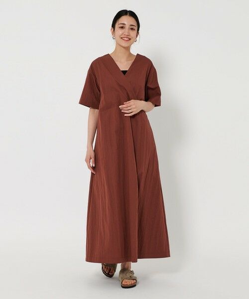 BEAUTY & YOUTH UNITED ARROWS/ビューティー&ユース ユナイテッドアローズ カシュクール ショートスリーブ ワンピース DK. BROWN M BEAUTY & YOUTH UNITED ARROWS/ビューティー&ユース ユナイテッドアローズ カシュクール ショートスリーブ ワンピース DK. BROWN M