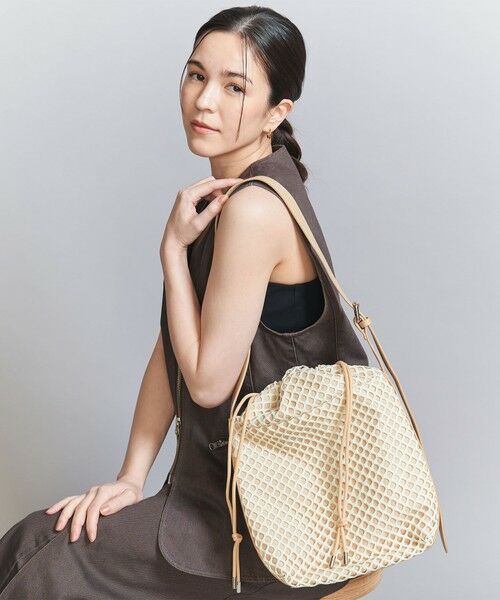 BEAUTY & YOUTH UNITED ARROWS/ビューティー&ユース ユナイテッドアローズ レザーライク×メッシュ コンビ ショルダーバッグ BEIGE FREE BEAUTY & YOUTH UNITED ARROWS/ビューティー&ユース ユナイテッドアローズ レザーライク×メッシュ コンビ ショルダーバッグ BEIGE FREE