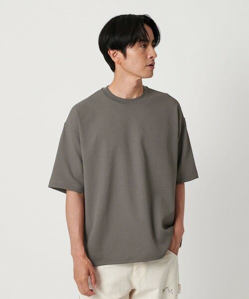 エア ドビー ワイドテーパード クルーネック Tシャツ -ヨコストレッチ  