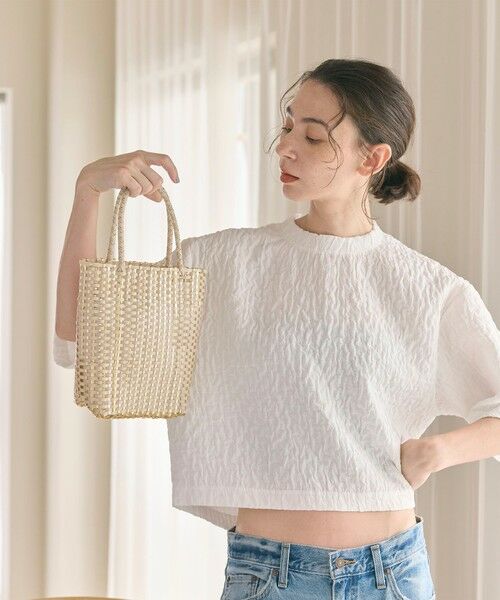 コンビ メッシュ ミニ トートバッグ/かごバッグ　ベージュ BEAUTY&YOUTH UNITED ARROWS｜コンビ メッシュ ミニ トート