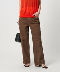 nowos カラーデニムパンツ　ブラウン ZOZO限定】ワイドストレートカラースラックスデニムパンツ