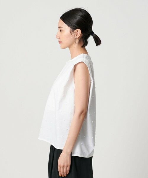クリスチャン ワイナンツ ノースリーブ ジャガードシャツ ブラウス 36 白 UNITED ARROWS｜シャーリングジャガード ノースリーブブラウス