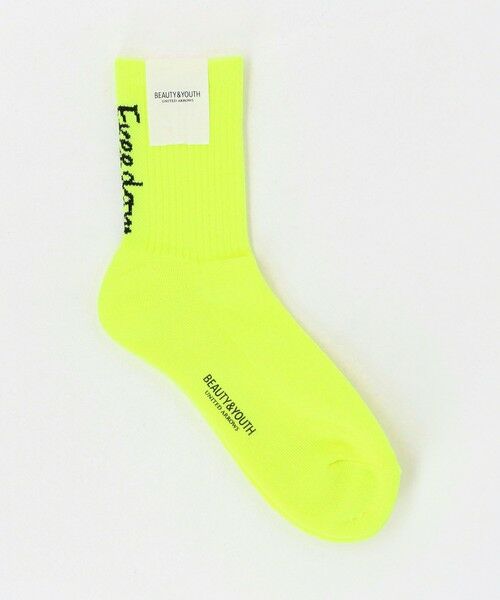 BEAUTY & YOUTH UNITED ARROWS/ビューティー&ユース ユナイテッドアローズ フリーダム スタンダード ロゴ ソックス イエロー YELLOW FREE