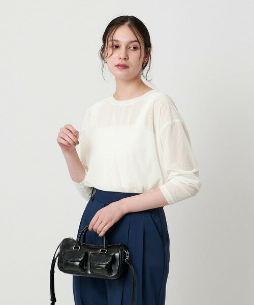 BEAUTY & YOUTH UNITED ARROWS/ビューティー&ユース ユナイテッドアローズ ベロアストライプシアー ロングスリーブカットソー WHITE FREE BEAUTY & YOUTH UNITED ARROWS/ビューティー&ユース ユナイテッドアローズ ベロアストライプシアー ロングスリーブカットソー WHITE FREE