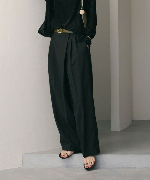 BEAUTY & YOUTH UNITED ARROWS/ビューティー&ユース ユナイテッドアローズ ポプリン 2タック ラップパンツ 2 -ウォッシャブル- BLACK S