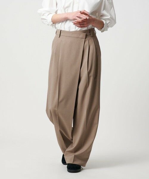 BEAUTY & YOUTH UNITED ARROWS/ビューティー&ユース ユナイテッドアローズ ポプリン 2タック ラップパンツ 2 -ウォッシャブル- BEIGE XS BEAUTY & YOUTH UNITED ARROWS/ビューティー&ユース ユナイテッドアローズ ポプリン 2タック ラップパンツ 2 -ウォッシャブル- BEIGE XS