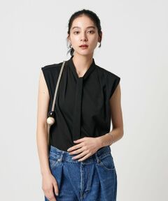 BEAUTY&YOUTH UNITED ARROWS / ビューティー&ユース ユナイテッドアローズ カットソー | 【WEB限定】ボウタイ スタンドカラーノースリーブTシャツ -汗染み防止-