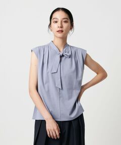 BEAUTY&YOUTH UNITED ARROWS / ビューティー&ユース ユナイテッドアローズ カットソー | 【WEB限定】ボウタイ スタンドカラーノースリーブTシャツ -汗染み防止-