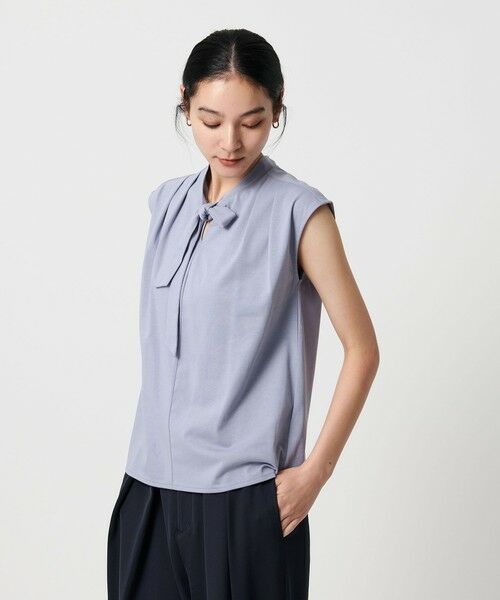 BEAUTY&YOUTH UNITED ARROWS / ビューティー&ユース ユナイテッドアローズ カットソー | 【WEB限定】ボウタイ スタンドカラーノースリーブTシャツ -汗染み防止- | 詳細10