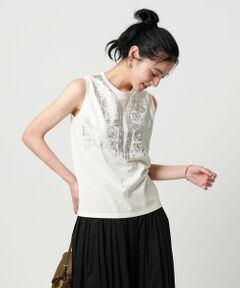 BEAUTY&YOUTH UNITED ARROWS / ビューティー&ユース ユナイテッドアローズ カットソー | 【WEB限定】グリッタートロンプルイユ ノースリーブTシャツ