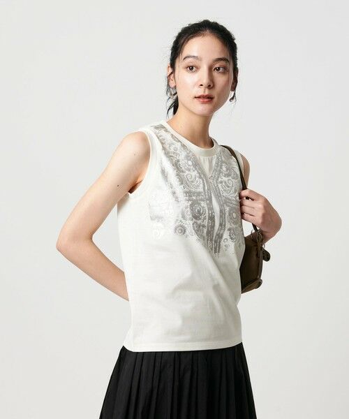 BEAUTY&YOUTH UNITED ARROWS / ビューティー&ユース ユナイテッドアローズ カットソー | 【WEB限定】グリッタートロンプルイユ ノースリーブTシャツ | 詳細2