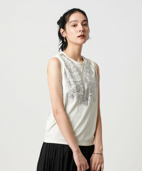 BEAUTY&YOUTH UNITED ARROWS / ビューティー&ユース ユナイテッドアローズ カットソー | 【WEB限定】グリッタートロンプルイユ ノースリーブTシャツ | 詳細3