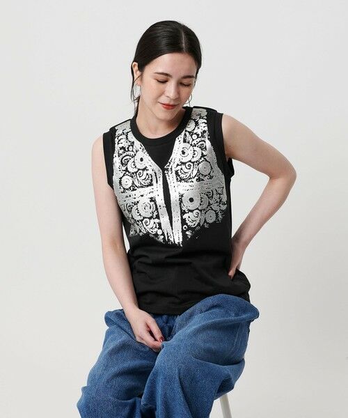 BEAUTY&YOUTH UNITED ARROWS / ビューティー&ユース ユナイテッドアローズ カットソー | 【WEB限定】グリッタートロンプルイユ ノースリーブTシャツ | 詳細9