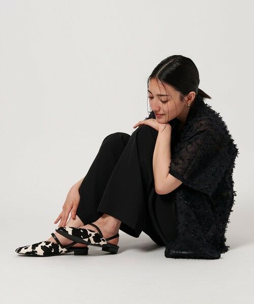 UNITED ARROWS 別注 ヘアリー サンダル 1度のみ試し履きの美品 ヘアー×レザーライク コンビ フラットシューズ (サンダル