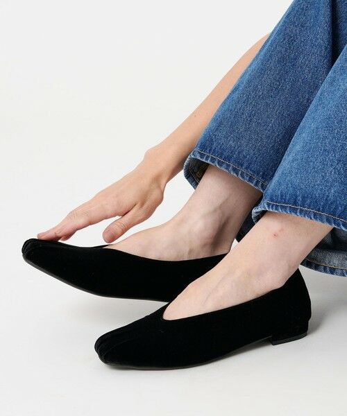 BEAUTY & YOUTH UNITED ARROWS/ビューティー&ユース ユナイテッドアローズ ギャザートゥ ベルベット フラットシューズ BLACK 23.5〜24cm(37)