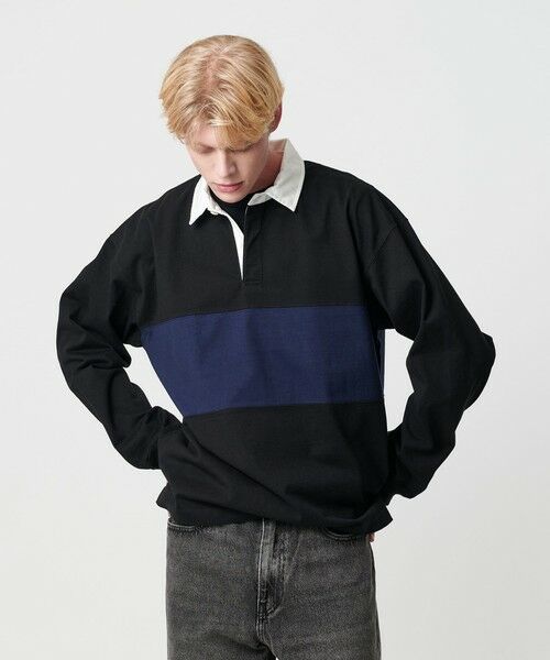 BEAUTY & YOUTH UNITED ARROWS/ビューティー&ユース ユナイテッドアローズ 12oz ヘビーウェイト ラグビーシャツ BLACK L BEAUTY & YOUTH UNITED ARROWS/ビューティー&ユース ユナイテッドアローズ 12oz ヘビーウェイト ラグビーシャツ BLACK L