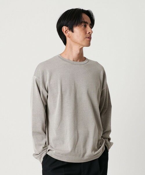 BEAUTY & YOUTH UNITED ARROWS/ビューティー&ユース ユナイテッドアローズ プレーティング フェード クルーネック ニット 抗菌・防臭機能付き LT. GRAY S