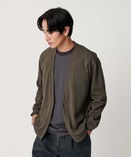 BEAUTY & YOUTH UNITED ARROWS/ビューティー&ユース ユナイテッドアローズ ドライ スムース 1ボタン カーディガン 吸水速乾 OLIVE M BEAUTY & YOUTH UNITED ARROWS/ビューティー&ユース ユナイテッドアローズ ドライ スムース 1ボタン カーディガン 吸水速乾 OLIVE M