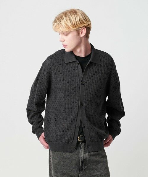 BEAUTY&YOUTH UNITED ARROWS / ビューティー&ユース ユナイテッドアローズ カーディガン・ボレロ | オブリック パターン ポロ ジャケット | 詳細1