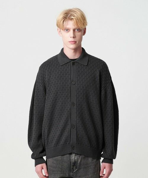 BEAUTY&YOUTH UNITED ARROWS / ビューティー&ユース ユナイテッドアローズ カーディガン・ボレロ | オブリック パターン ポロ ジャケット | 詳細3