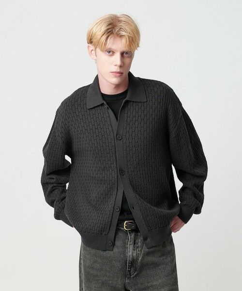 BEAUTY & YOUTH UNITED ARROWS/ビューティー&ユース ユナイテッドアローズ オブリック パターン ポロ ジャケット DK. GRAY S BEAUTY & YOUTH UNITED ARROWS/ビューティー&ユース ユナイテッドアローズ オブリック パターン ポロ ジャケット DK. GRAY S