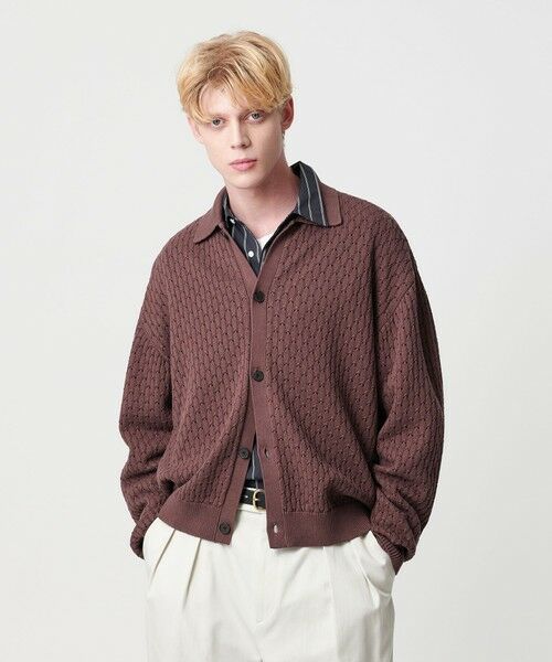 BEAUTY&YOUTH UNITED ARROWS / ビューティー&ユース ユナイテッドアローズ カーディガン・ボレロ | オブリック パターン ポロ ジャケット | 詳細11