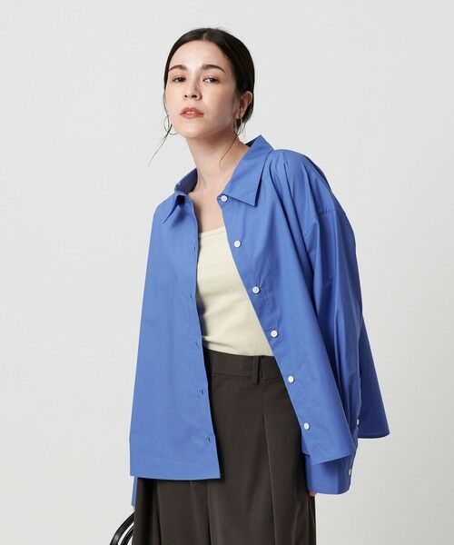BEAUTY & YOUTH UNITED ARROWS/ビューティー&ユース ユナイテッドアローズ コットン ソリッド＆ストライプ シャツ COBALT FREE