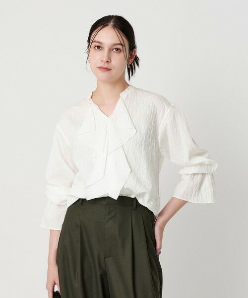 BEAUTY&YOUTH UNITED ARROWS / ビューティー&ユース ユナイテッドアローズ シャツ・ブラウス | ラッフル スキッパーブラウス ウォッシャブル | 詳細1
