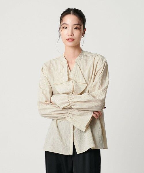BEAUTY & YOUTH UNITED ARROWS/ビューティー&ユース ユナイテッドアローズ ラッフル スキッパーブラウス ウォッシャブル NATURAL FREE BEAUTY & YOUTH UNITED ARROWS/ビューティー&ユース ユナイテッドアローズ ラッフル スキッパーブラウス ウォッシャブル NATURAL FREE