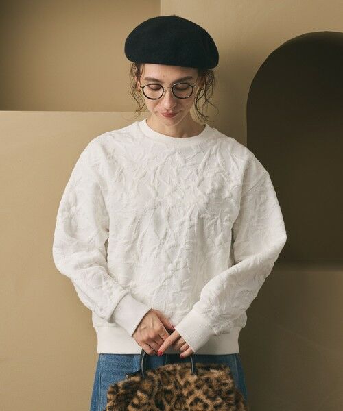 BEAUTY&YOUTH UNITED ARROWS / ビューティー&ユース ユナイテッドアローズ カットソー | ボタニカルジャガード プルオーバー（OFF WHITE）