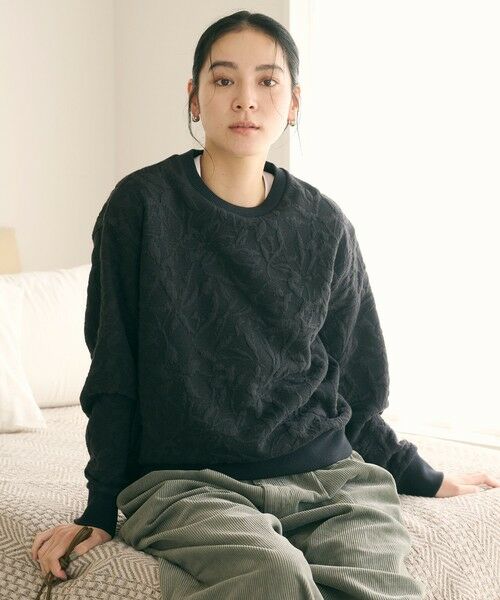 BEAUTY&YOUTH UNITED ARROWS / ビューティー&ユース ユナイテッドアローズ カットソー | ボタニカルジャガード プルオーバー（BLACK）