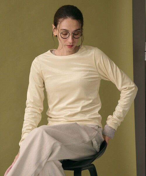 BEAUTY&YOUTH UNITED ARROWS / ビューティー&ユース ユナイテッドアローズ Tシャツ | ポリエステルブレンド ベロアロングスリーブ Tシャツ | 詳細1