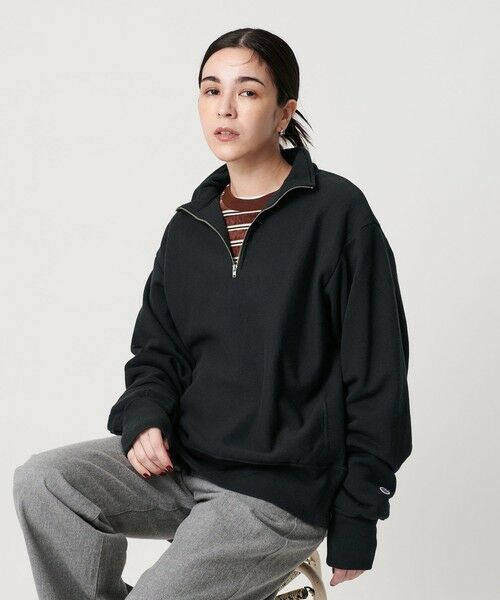 BEAUTY & YOUTH UNITED ARROWS/ビューティー&ユース ユナイテッドアローズ 【別注】<Champion>ハーフジッププルオーバー BLACK FREE BEAUTY & YOUTH UNITED ARROWS/ビューティー&ユース ユナイテッドアローズ 【別注】<Champion>ハーフジッププルオーバー BLACK FREE