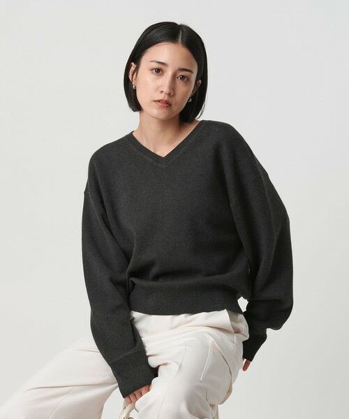 BEAUTY & YOUTH UNITED ARROWS/ビューティー&ユース ユナイテッドアローズ ソフトコットン Vネック スムース ニットプルオーバー ウォッシャブル DK. GRAY FREE BEAUTY & YOUTH UNITED ARROWS/ビューティー&ユース ユナイテッドアローズ ソフトコットン Vネック スムース ニットプルオーバー ウォッシャブル DK. GRAY FREE