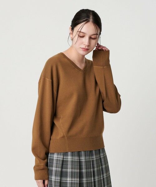 BEAUTY&YOUTH UNITED ARROWS / ビューティー&ユース ユナイテッドアローズ ニット・セーター | ソフトコットン Vネック スムース ニットプルオーバー ウォッシャブル(BEIGE)