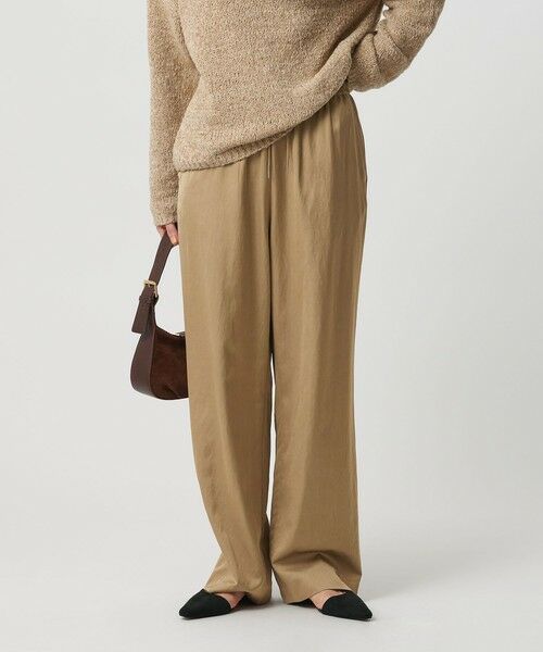 BEAUTY & YOUTH UNITED ARROWS/ビューティー&ユース ユナイテッドアローズ コットンレーヨンサテン ドローストワイドパンツ BEIGE S BEAUTY & YOUTH UNITED ARROWS/ビューティー&ユース ユナイテッドアローズ コットンレーヨンサテン ドローストワイドパンツ BEIGE S