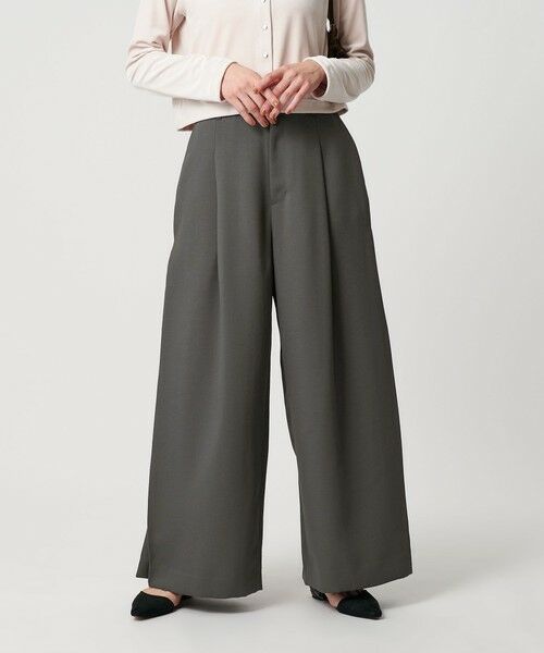 BEAUTY&YOUTH UNITED ARROWS / ビューティー&ユース ユナイテッドアローズ その他パンツ | ポリエステル プリーツワイドパンツ(DK.GRAY)