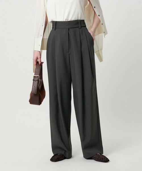 BEAUTY & YOUTH UNITED ARROWS/ビューティー&ユース ユナイテッドアローズ ポリエステルブレンド ワイドタック ベルトパンツ DK. GRAY M BEAUTY & YOUTH UNITED ARROWS/ビューティー&ユース ユナイテッドアローズ ポリエステルブレンド ワイドタック ベルトパンツ DK. GRAY M