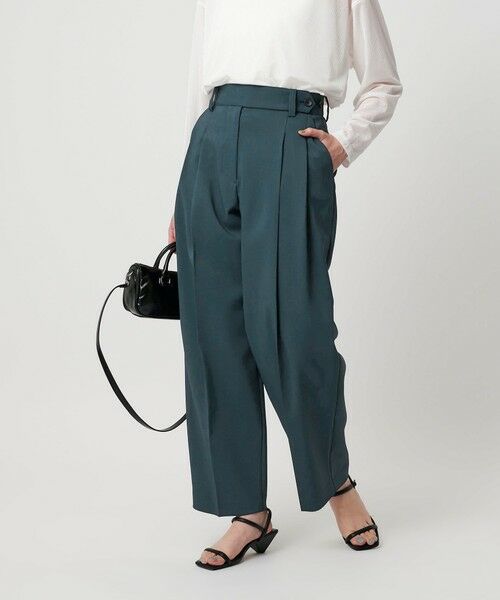 BEAUTY & YOUTH UNITED ARROWS/ビューティー&ユース ユナイテッドアローズ ポリエステルブレンド ワイドタック ベルトパンツ KELLY XS BEAUTY & YOUTH UNITED ARROWS/ビューティー&ユース ユナイテッドアローズ ポリエステルブレンド ワイドタック ベルトパンツ KELLY XS