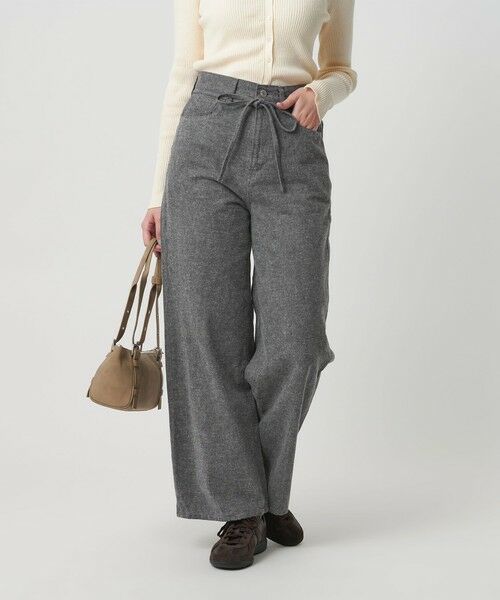 BEAUTY & YOUTH UNITED ARROWS/ビューティー&ユース ユナイテッドアローズ リボンベルト ワイドデニムパンツ DK. GRAY XS BEAUTY & YOUTH UNITED ARROWS/ビューティー&ユース ユナイテッドアローズ リボンベルト ワイドデニムパンツ DK. GRAY XS