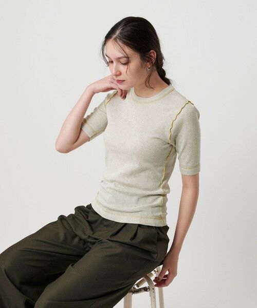 BEAUTY & YOUTH UNITED ARROWS/ビューティー&ユース ユナイテッドアローズ コットンリバーテレコ ハーフスリーブカットソー NATURAL FREE BEAUTY & YOUTH UNITED ARROWS/ビューティー&ユース ユナイテッドアローズ コットンリバーテレコ ハーフスリーブカットソー NATURAL FREE