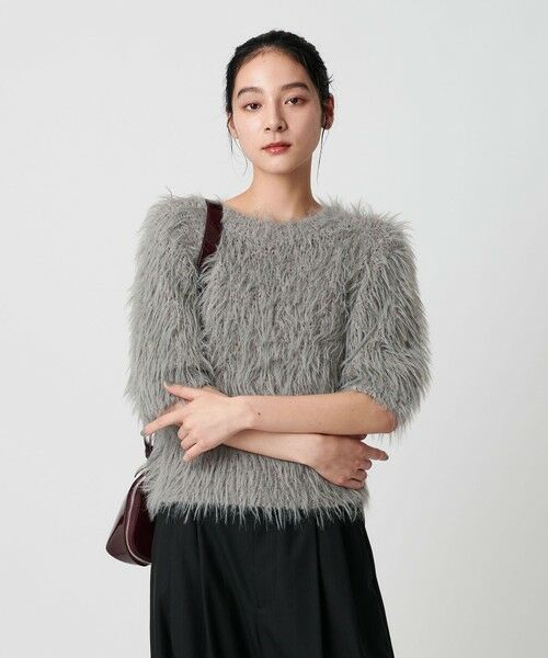 BEAUTY & YOUTH UNITED ARROWS/ビューティー&ユース ユナイテッドアローズ フェザーヤーン ハーフスリーブ ニットプルオーバー MD. GRAY FREE BEAUTY & YOUTH UNITED ARROWS/ビューティー&ユース ユナイテッドアローズ フェザーヤーン ハーフスリーブ ニットプルオーバー MD. GRAY FREE