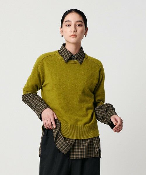 BEAUTY&YOUTH UNITED ARROWS / ビューティー&ユース ユナイテッドアローズ ニット・セーター | カシミヤ クルーネック ショートスリーブニット（OLIVE）