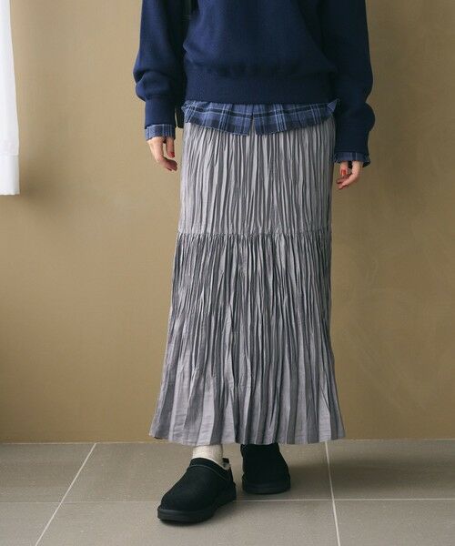 BEAUTY&YOUTH UNITED ARROWS / ビューティー&ユース ユナイテッドアローズ ロング・マキシ丈スカート | ポリエステル チンツプリーツ スカート | 詳細9