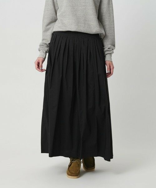 BEAUTY&YOUTH UNITED ARROWS / ビューティー&ユース ユナイテッドアローズ ロング・マキシ丈スカート | ポリエステルコットン タックフレアスカート(BLACK)